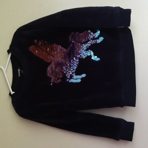 Fluffy Unicorn Sequin Sweater Pullover Girls size XS 4-5